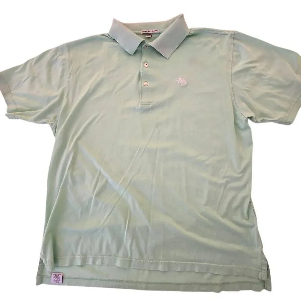 Peter Millar Mens Short Sleeve Performance Golf Polo Shirt Light Green Large